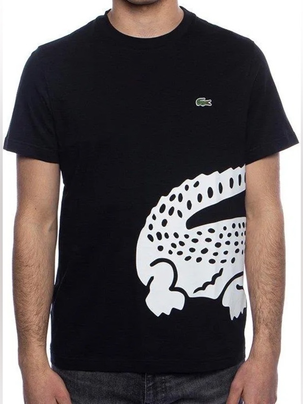 Lacoste Graphic Tee Large 100% Cotton Embroidered Chest Logo Wrap Around Croc